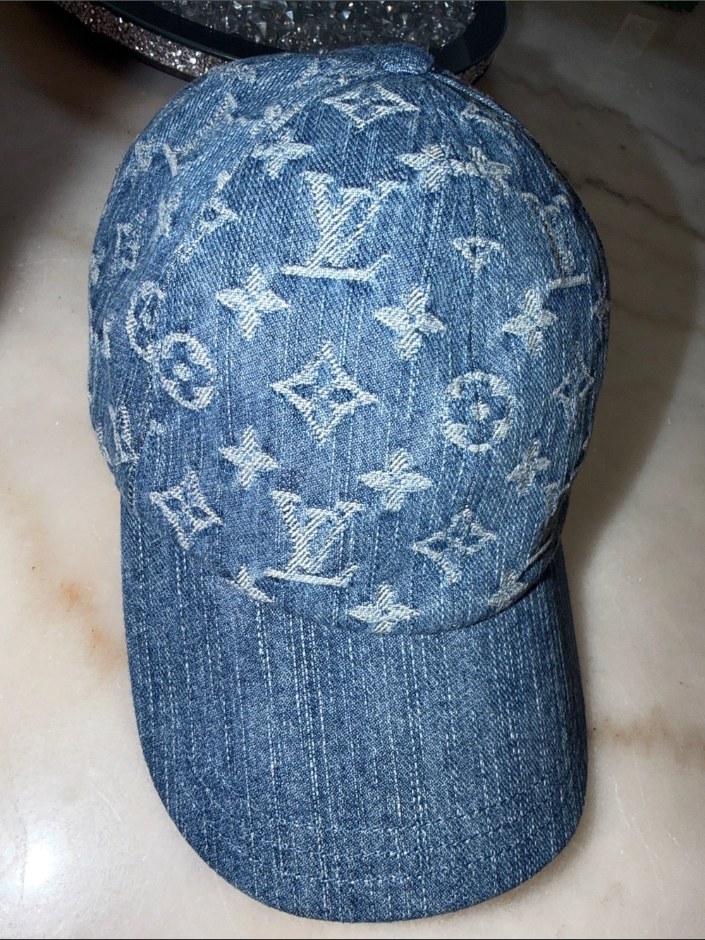 Louis Vuitton Denim Monogram Baseball Hat in Blue